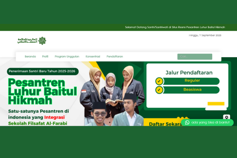Website Pesantren Luhur Baitul Hikmah