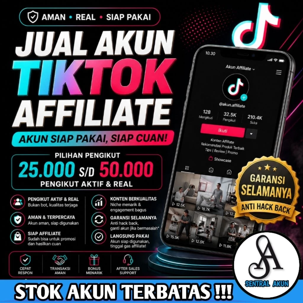 AKUN AFFILIATE TIKTOK SIAP PAKAI FOLLOWER BESAR FYP REAL