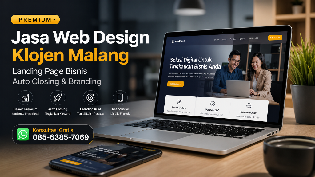 Jasa Web Design Klojen Malang Premium Landing Page Bisnis Auto Closing & Branding