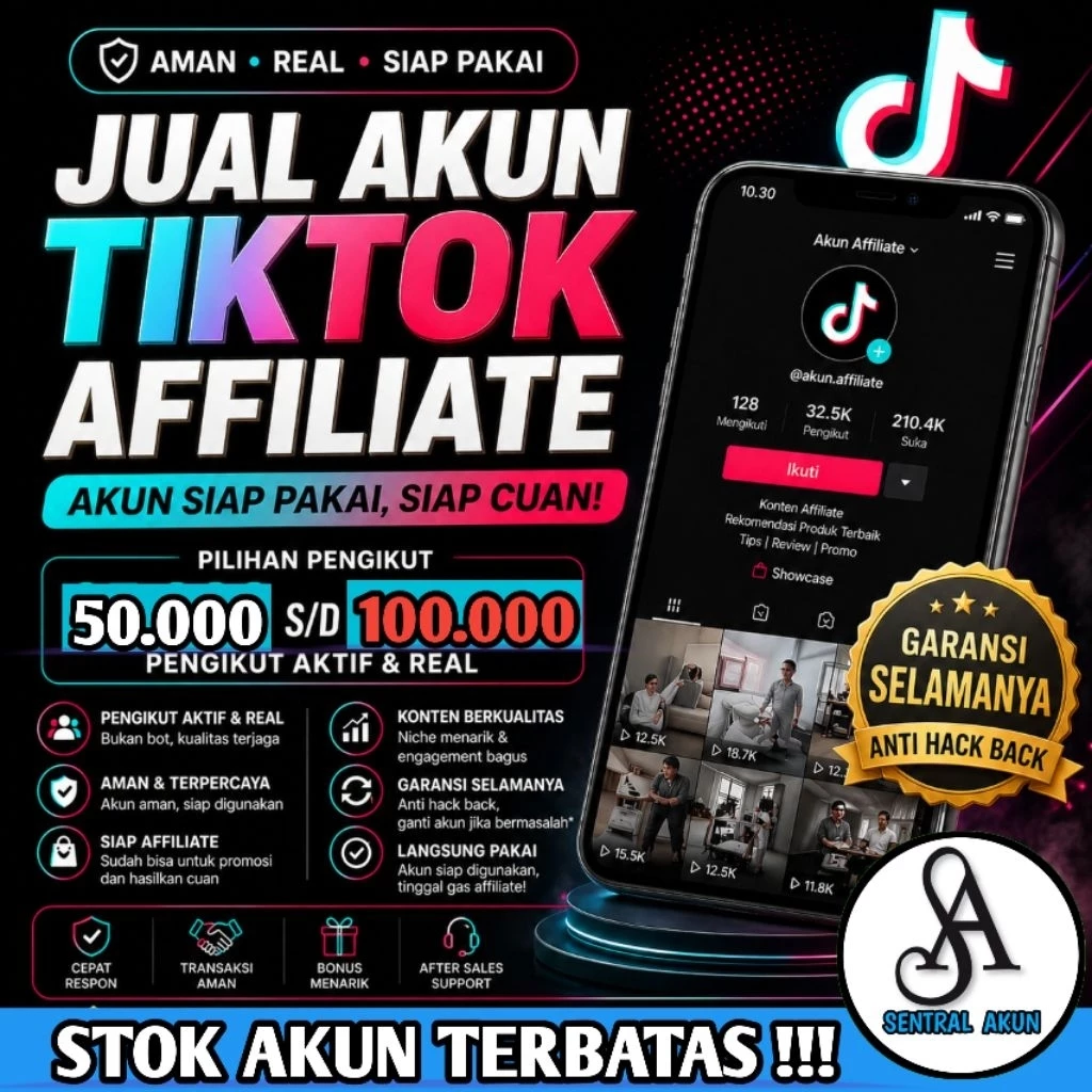 Promo Hari ini, Akun Tiktok Siap Affiliate